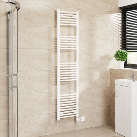 Touch Screen Thermostatic Towel Rail Curved White 1800x400mm