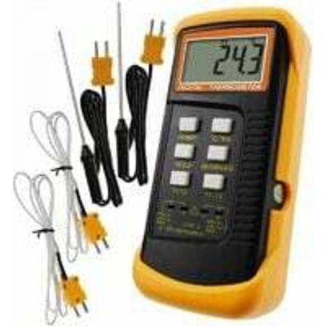 Thermomètre De Type K Avec Capteur De Thermocouple 1300 ° C (° C, ° F Et K Avec 4 Thermocouples (câblé Et Acier Inoxydable) (1/5)