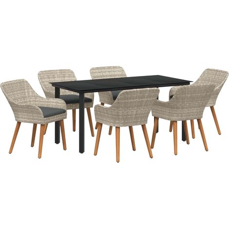 Ensemble de salle à manger pour jardin 7 pcs-Salon de jardin Gris clair 223564 (1/5)