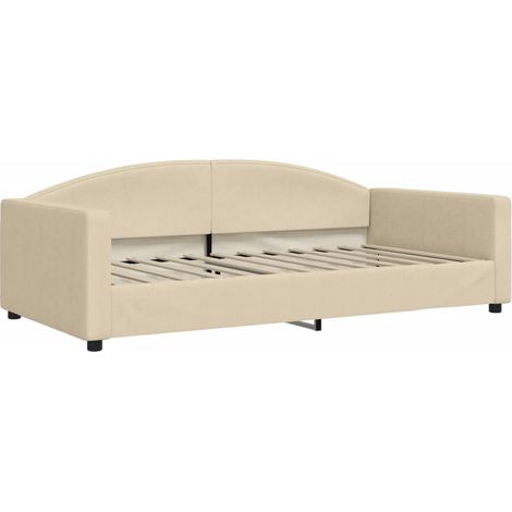 Lit simple Lit adulte Lit de repos crème 100x200 cm tissu (1/5)