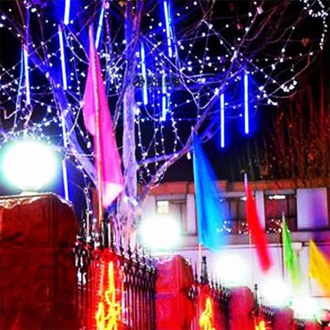 30cm 8 Tubes Bande Fée LED Guirlande Lumière Douche Pluie Romantique Noël Jardin Décorations - Blue (1/3)