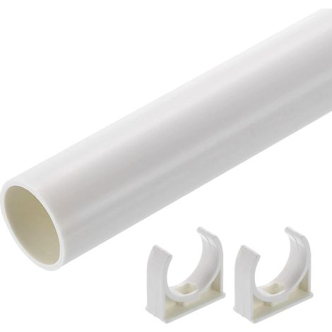 Tuyau Rigide En PVC, Tube Rond De 300mm De Longueur, Tuyau Plastique 28mm DI 32mm DE Avec Colliers Pour Aquarium, Systeme De froid Par Eau, Gaine Pour Cables, Blanc (1/5)