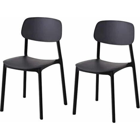 Kit 2 sedie polipropilene cucina bar ristorante sedia interno esterno nero 726k (1/2)