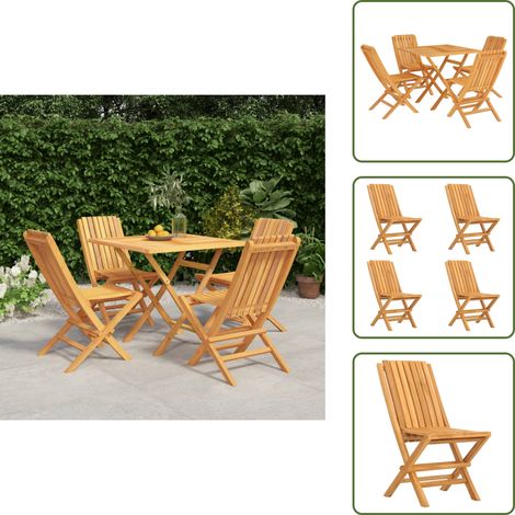 The Living Store Set da Pranzo per Giardino 5 pz in Legno Massello di Teak - Tavolo da pranzo in legno