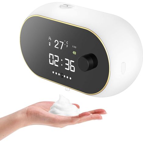 Distributeur de savon mousse mural rechargeable, sans contact pour salle de bain et cuisine