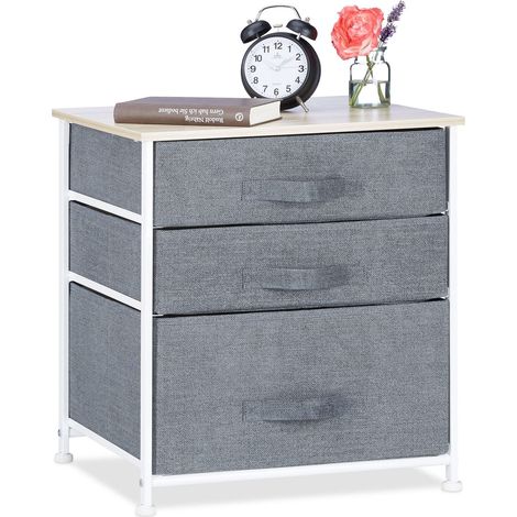 Meuble rangement 3 commode étagère tiroir tissu HxlxP: 53 x 48 x 40 cm, gris, Variante C (1/5)
