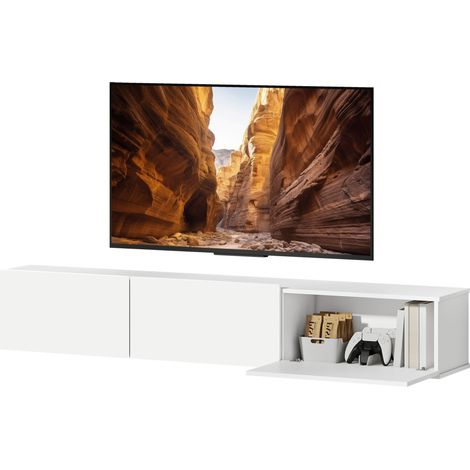 HOMCOM Mobile TV Sospeso per Schermi fino a 82" con 3 Armadietti Bianco