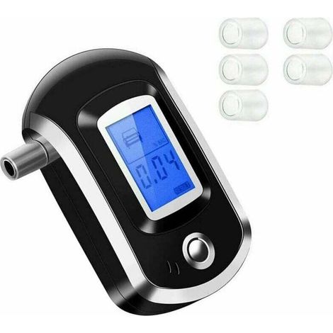Alkoholtester, Alkoholtester mit Sensor, tragbarer digitaler Halbleiter-Alkoholtester mit LED-Bildschirm und 5 Mundstücken—— (1/4)