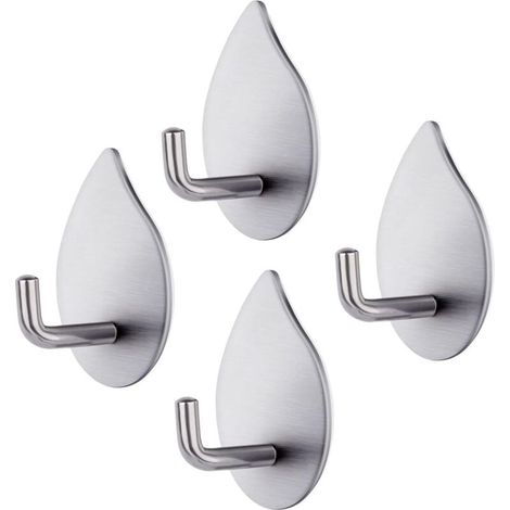 Gancio adesivo, 4 pezzi Ganci autoadesivi Ganci da parete impermeabili in acciaio inossidabile 304 Portasciugamani da bagno resistente Capacità 3 kg Gancio da parete per camera da letto Cucina Bagno (1/4)
