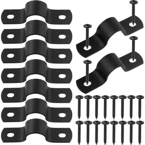 Paquete de 10 abrazaderas para manguera en forma de U de 15 mm con dos orificios y un kit de 20 tornillos autorroscantes, abrazaderas para manguera en forma de U, abrazaderas metálicas para manguera,  (1/5)