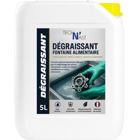 TECH N'FAST — Dégraissant alimentaire sans solvant 5 L, phase aqueuse, compatible fontaines (HACCP)