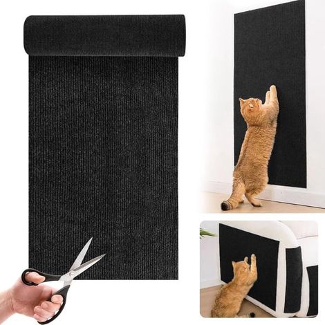Alfombrilla rascadora para gatos,200 x 40 cm,Pared de escalada para gatos,Juguete para gatitos,Protección para muebles,Para sofás y sillas,Negra (1/5)