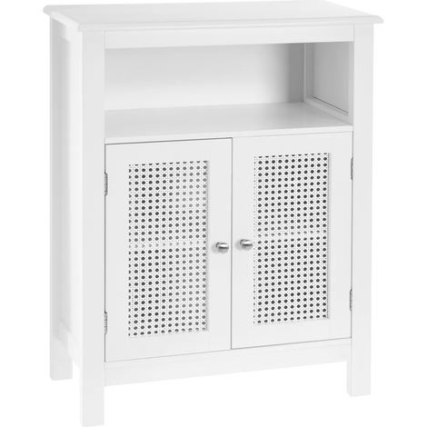 Mobile da Bagno a 2 Ante con Griglia Armadio in Legno Bianco 60x28x80H cm (1/5)