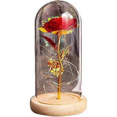 Lampe romantique et créative ornée de fleurs artificielles éternelles pour la Saint-Valentinrouge (1/5)