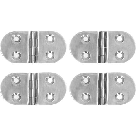 4PCS Door Hinge Silver 4 Holes 316 Stainless Steel Oval Rust Proof Thickened Nautical Hinge for Yacht (1/5)