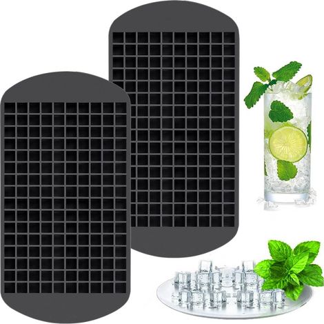 Lot de 2 Bacs à Glaçons en Silicone pour 160 Glaçons, pour Cuisine, Lait, Cocktails, Whisky, Bières, fruits, Faciles à Retirer, Empilable, Reutilisable, Bac Glaçon Bébé, 1 x 1 cm Mini-Glaçons (1/5)