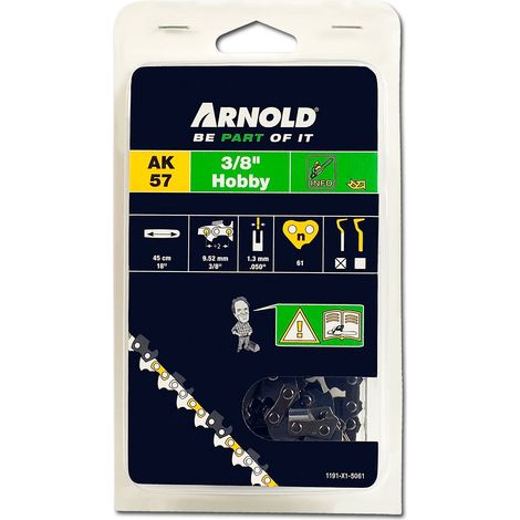Catena per motosega 3/8", 1,3 mm - 61 maglie motrici - tronchesi semitondi Arnold (1/3)