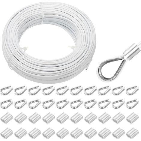 50M Câble en Acier Inoxydable 304 3mm Revêtement Vinyle Blanc (1/5)