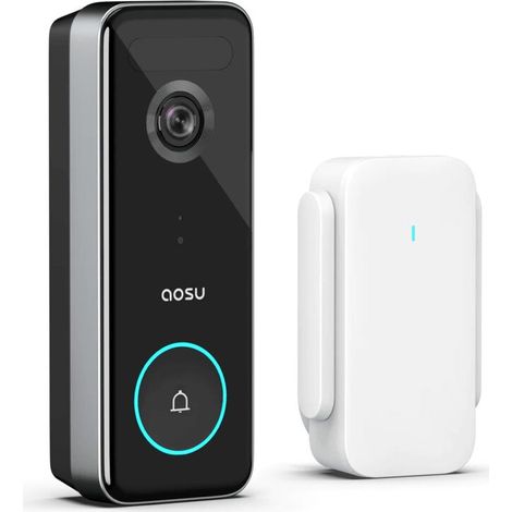 Interphone vidéo Wi-Fi 5 MP avec vision nocturne – Angle de vue 166° – Autonomie 180 jours – Compatible Alexa et Google Assistant - Y784523