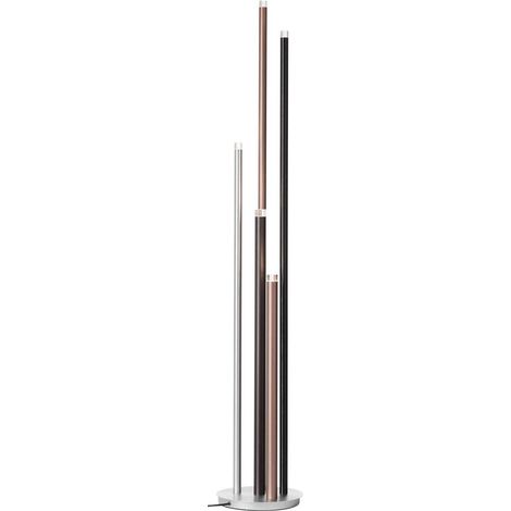 BRILLIANT Lampe Cembalo LED Standleuchte 5flg alu/schwarz/braun  5x 4W LED integriert, 362lm, 3000K  Mit Fußdimmer stufenlos dimmbar  Energiesparend und langlebig durch LED-Einsatz