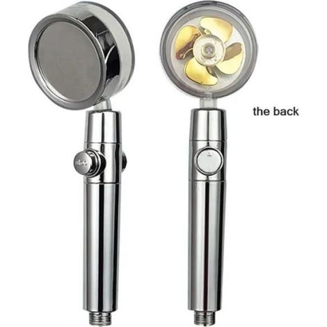 Pommeau de Douche Pressurisé à T-shirts d'Eau,Rotatif à 360 °,Double Turbo,Hélice,Ventilateur,Accessoires- Gold G371A -B
