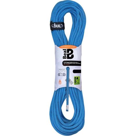 Cuerda de escalada Beal Stinger III de 9,4 mm y 60 m con funda impermeable Unicore - azul