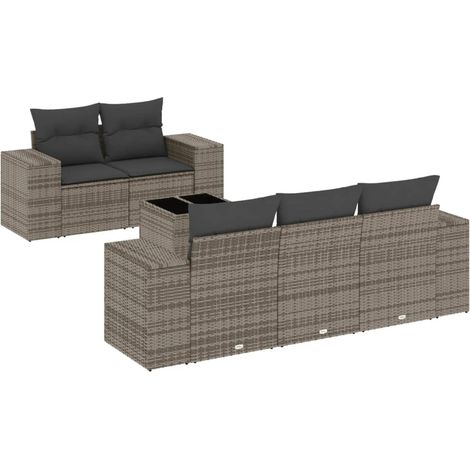 Maison Exclusive - 6-tlg. Garten-Sofagarnitur mit Kissen Grau Pol