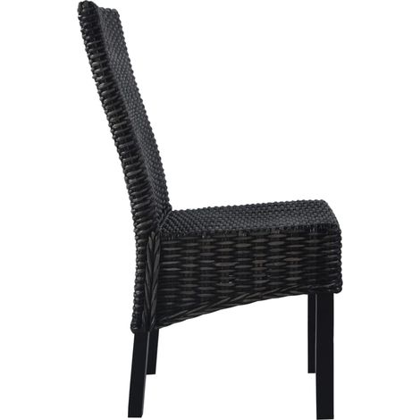 Maison Exclusive - Sedie da Pranzo 2 pz Nere in Rattan Kubu e Legno di Mogano