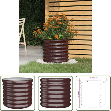Jardinière de jardin Acier enduit de poudre 40x40x36 cm Marron (1/4)