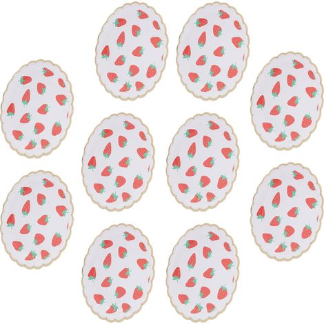 10 Pièces de Service de Table Jetable à Motif Fraise pour Anniversaire et Fêtes en Bord de Mer (1/5)