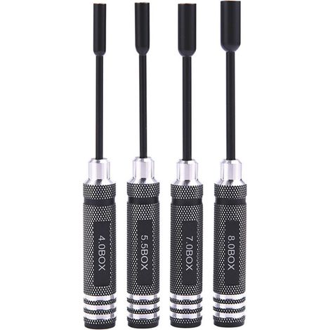 SABIR Tournevis Hexagonal RC Tournevis Hexagonal Socket Set Set Outils de réparation RC pour Jouets RC Noir 4pcs 4.0mm 5.5mm 7.0mm 8.0mm Titane Nitrure, Noir (1/5)