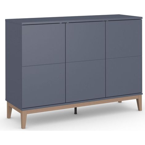 Buffet avec 3 portes effet bois gris (1/5)
