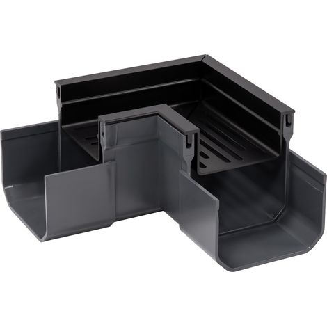 Ecke für Entwässerungsrinne für Kies Schwarz 145 x 145 mm (1/4)