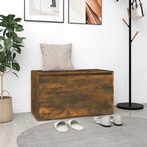 Banc d'entrée Banc Coffre de rangement - Banquette 80x40x45 cm Chêne fumé Bois d'ingénierie BV281503 - BonneVie (1/5)