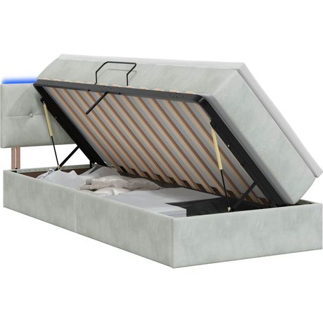 Maison Exclusive - Letto con contenitore LED e materasso Grigio Chiaro (1/5)