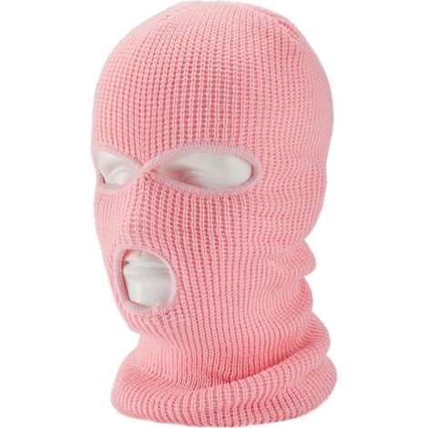 1 masque d'hiver chaud, masque à 3 trous, masque tricoté pour le ski et le vélo par temps froid, masque multifonctionnel, bonnet de ski pour moto et vélo, rose (1/5)