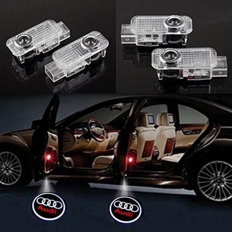 4pcs LED voiture bienvenue courtoisie de lumière LED voiture projecteur laser Logo Esprit Light Shadow Pour Audi Logo Puissan (1/4)