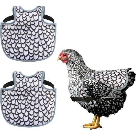 Lot de 2 selles de poulet pour poules, protection du dos de poule, tabliers confortables et légers pour poules (noir et blanc) (1/5)