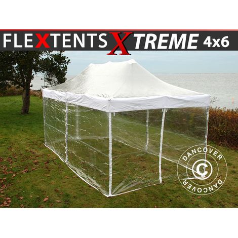 Pop up gazebo FleXtents Xtreme 50 4x6 m Clear, incl. 8 sidewalls