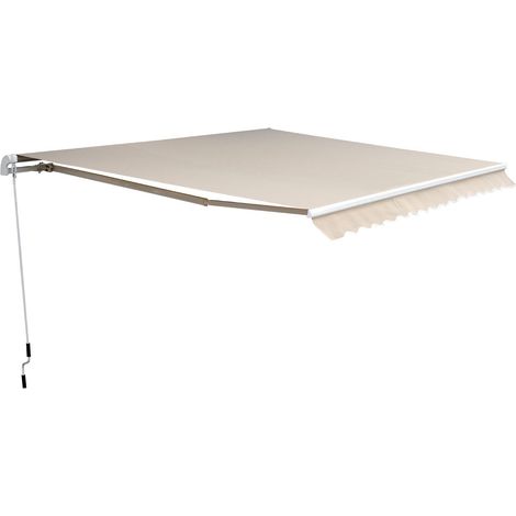 Verstellbare Terrassenmarkise, 4,5 x 3 m, Beige, mit Kurbel