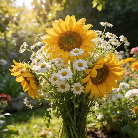 Blumensamen Mischung 2500 Stück – Sonnenblume und Kamille, Lockt Bienen & Bestäuber an, Für natürlichen Garten und blühenden Balkon (1/5)