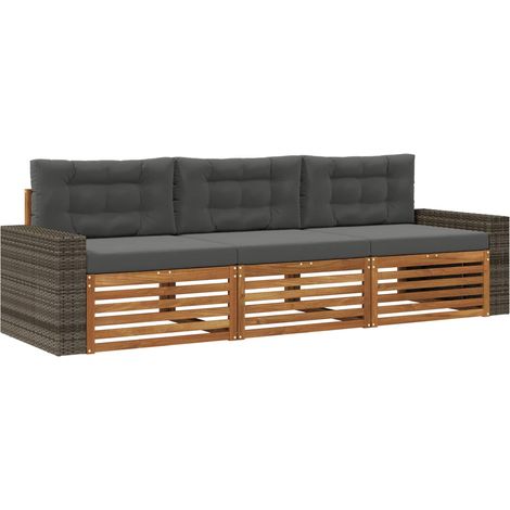 vidaXL Outdoor Sofa Set 3 pcs Natural and Anthracite Polyester