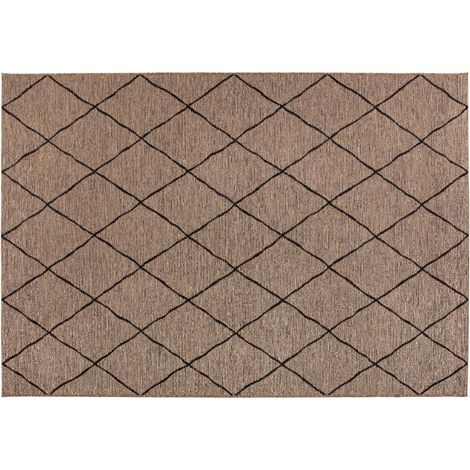 Tapis d'Intérieur et Extérieur Tissage Plat Motif Losanges Polypropylène Naturel 160 x 230 cm - PANGIVO