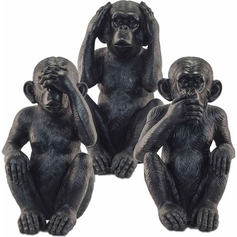 Signes Grimalt Figure di figura animale  Mono 3 unità animali nere 25x27x45cm 3912