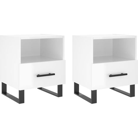 Maison Exclusive - Nachttische 2 Stk. Hochglanz-Weiß 40x35x47,5 c