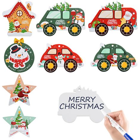 Set mit 10 individuell gestaltbaren Weihnachtsbaumkugeln aus Holz, beschriftbar, für Zuhause (1/3)