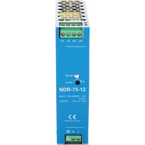 Alimentation à découpage BERM pour variateurs d'armoires de commande PLC industrielles 100–240 V CA NDR-75-12 (1/5)