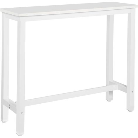 WOLTU Mesa de Bar Mesa de Bistro Mesa de Comedor con Estructura de Metal MDF 120x40x100cm (WxDxH) Blanco (1/5)