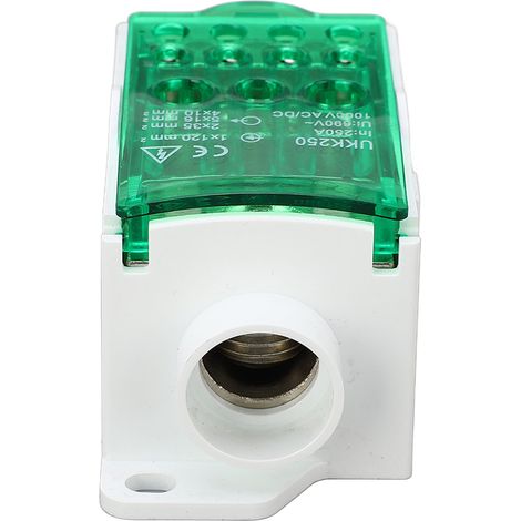 UKK250 C45 Borne de raccordement modulaire unipolaire sur rail DIN, répartiteur 690V 250A vert, boîtier de jonction compact. (1/5)