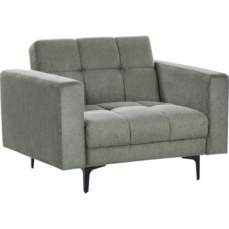 Sillón de tela acolchado capitoné reclinable con respaldo de 3 posiciones Verde Alnes